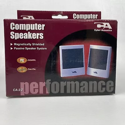 Cyber Acoustics CA-2.2 Computer Speakers Pair Magnetically Shielded Beige NIB • $9.74