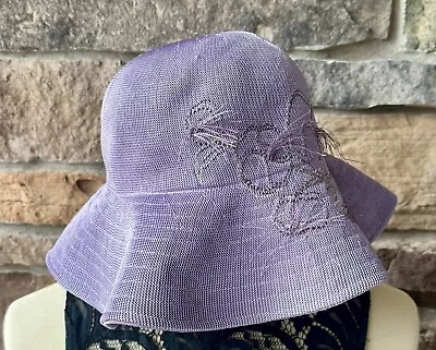 Kangol Women's NWT Purple Floral Embroidered Diva Sun Bucket Hat Cap Sz One Size • $15.50