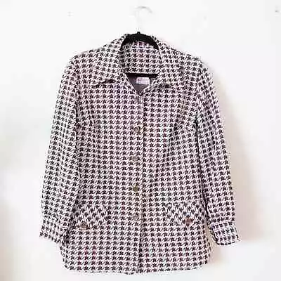 Vintage 70s Americana Clothing Houndstooth Balloon Sleeve Retro Jacket • $42.74