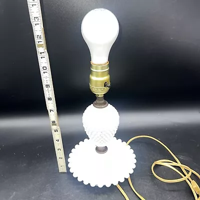 Vintage White Milk Glass Hobnail Table Lamp Trayed Bottom • $19.99