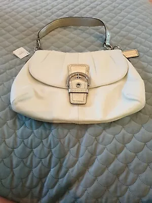 COACH White Silver Leather Shoulder Bag Handbag BNWT C24 • $144