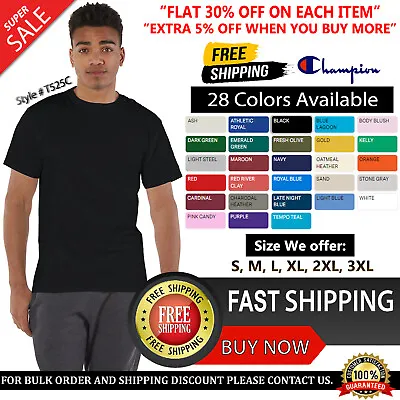 Champion Mens Crew Neck T Shirt Short Sleeve T-Shirt T525C S M L XL 2XL 3XL • $10.32