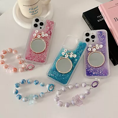 For Samsung Liquid Quicksand Makeup Mirror Bracelet Luxury Girl Phone Case Cover • $10.68