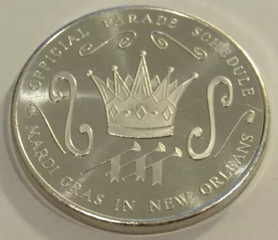 1966 New Orleans Mardi Gras Parade Schedule 1 Troy Oz. 999 Silver Round Doubloon • $118.87