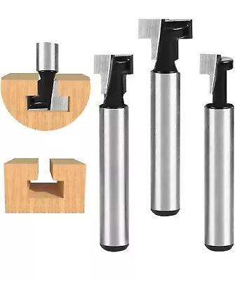 £4.50 • Buy 3pcs T-Slot Cutter Set,8mm Shank 1/2   3/8  5/16  Woodworking T-Track Slotting