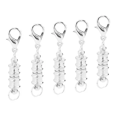 5 Silver Magnetic Ribbed Barrel Lobster Magic Magna Clever 34mm Clasp Converter  • $4.99