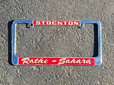 Vintage RATHE-SAHARA Stockton CA Dealer License Plate Frame VW Chevy Porsche ??? • $30