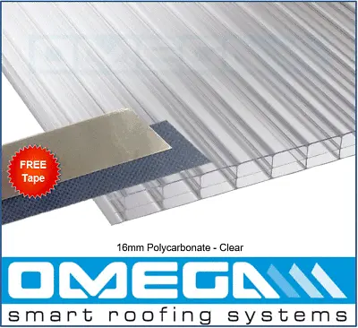 £18.28 • Buy 16mm CLEAR Polycarbonate Roofing Sheets / Glazing Panels / FREE Tape Included