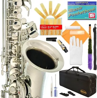 Eb E Flat Silver Nickel Alto Saxophone With Music Pocketbook Case 360-NK • $229.99