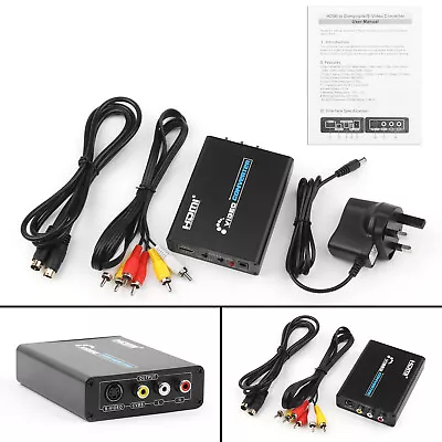 HDM To 3 RCA AV+S-Video CVBS Composite R/L Audio 1080P Converter UK Plug Power. • £26.38