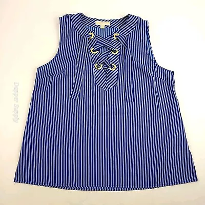 Michael Michael Kors Blue Sleeveless Tunic Sz XL Blue Striped  • $16.06