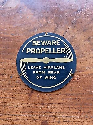Vintage Brass Placard  Beware Propeller  A Classic • $60.70