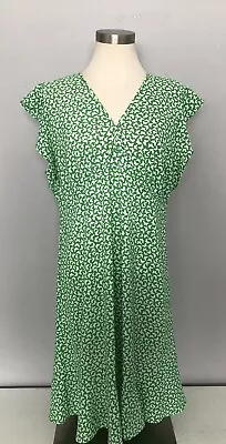 Michael Kors Butterfly Dress Ruffle Sleeve And Hem Size L Green GUC • $22