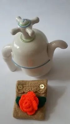£16.50 • Buy Hand Knitted Crochet Lined Tea Bag Wallet Tea Bag Cosy Gift Stocking Filler 