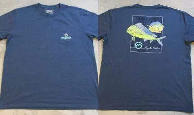 Mahi Fish Magellan Shirt Adult XL Blue Green Deep Sea Fishing Pocket Mens • $18