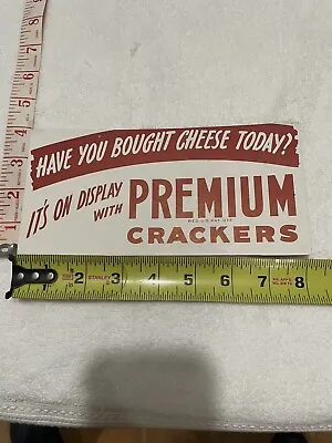 Nabisco Premium Crackers Hanging Grocery Store Card Shelf Sign 1940’s • $4.99