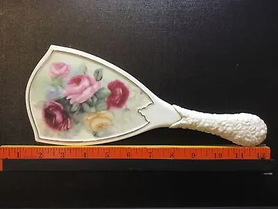 Vintage Rose Themed Porcelain Lady’s Handheld Mirror / Vanity Home Decor. • $23