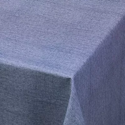 Plain Linen Look Textured Blue Gouda Pvc Vinyl Wipe Clean Tablecloths • £5.15