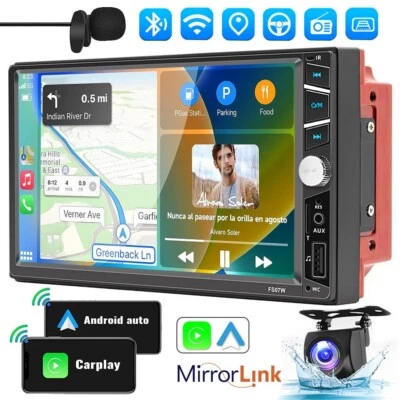 7'' Double Din Car Stereo Bluetooth Head Unit Wireless Apple CarPlay Touch Radio • $124.99