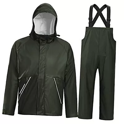 TOWN&FIELD Rain Suits For Fishing Waterproof Rain Gear For Men Small Dark Green • $103.98