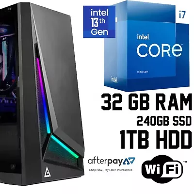 Desktop PC Computer Tower Intel 13th Gen I7 13700 32GB RAM 1TB HDD Gaming Home • $1299