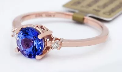 AAA TANZANITE 0.87 Cts & GENUINE DIAMONDS RING 10K ROSE GOLD - New With Tag • $176.48