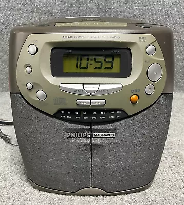 Phillips Magnavox AJ3940/17 AM/FM Repeat Alarm Clock Radio & CD Player In Gray • $37