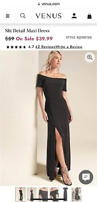 VENUS Black Double Slit Detail Maxi Dress- Medium (8-10) • $20