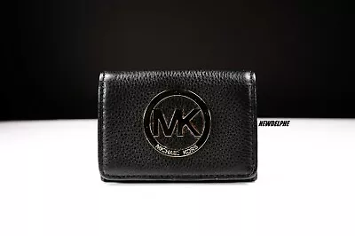 Nwt Michael Kors Women Signature Medallion Mk Logo Fulton Card Case Purse Wallet • $65