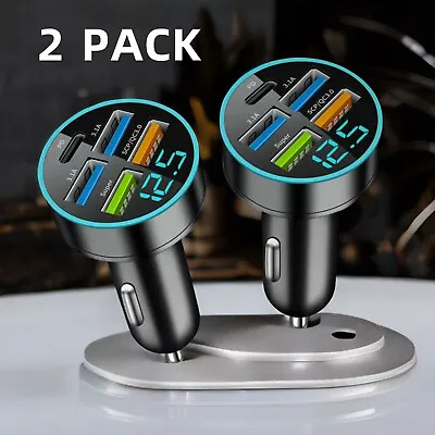 2 Pack 4 USB Port Fast Car Charger PD 3.1A Cigarette Lighter Adapter Cell Phone • $8.98