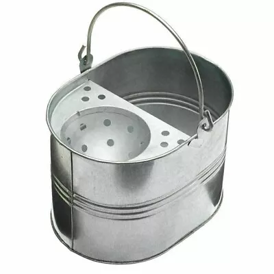 Vintage Galvanised Metal Pail Heavy Duty Mop Bucket 15L Durable Wringer Steel UK • £14.99