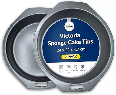 2 Sponge Cake Tin Non Stick Round 8inch Victoria Sandwich Sponge Pie Tart Bake • £12.99