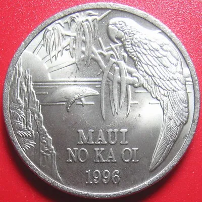 1996 HAWAII MAUI $1 TRADE DOLLAR PARROT WHALE RISING SUN TREES CU-NI (no Silver) • $19.99