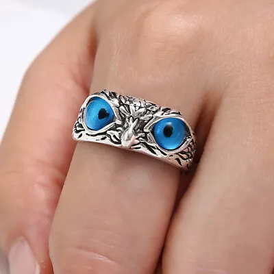 Blue Eye Owl Silver Boho Stack Plain Above Knuckle Ring Midi Finger Tip  • £3.49