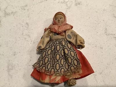 Antique Russian Doll  Handmade Cloth Russian Babushka Doll Folk Art? Wooden Face • $15