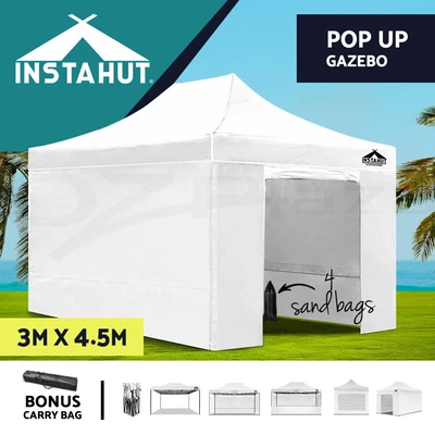 $234.95 • Buy Instahut Gazebo Pop Up Marquee 3x4.5 Outdoor Tent Folding Wedding Gazebos White