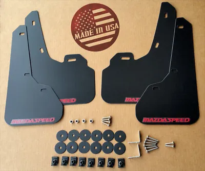 [SR] 10-13 Mazdaspeed 3 & Mazda 3 Mud Flaps Kit BLACK W/ Hardware & Vinyl Logo • $54