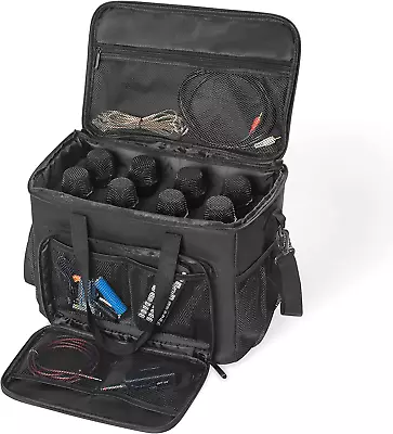 8 Slots Wireless Microphone Case With Foam 1680D Heavy Duty Oxford Fabric Bag • $54.95