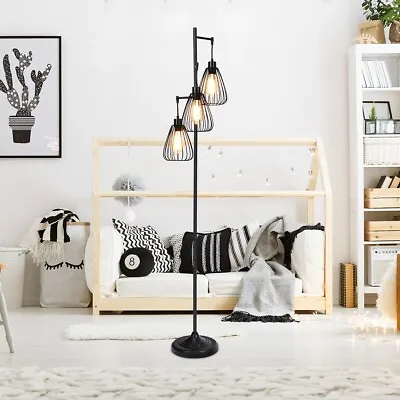 £47.49 • Buy 3-Light Floor Lamp Industrial Metal Standing Lamp With 3 E27 Sockets&Lampshades