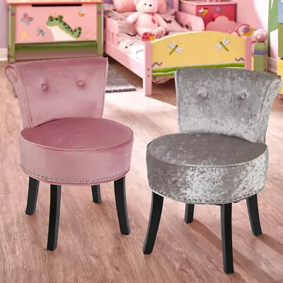 Velvet Vanity Chair With Back Upholstered Foot Stool Ottoman Tufted Accent Chair • $105.90