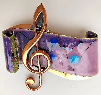 Vintage Matisse Renoir Copper & Purple Enamel Music Note Pin • $25