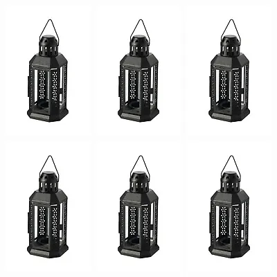 6× Ikea ENRUM Lantern For Tealight In/outdoor Romantic 22cm [Black] • £35.99