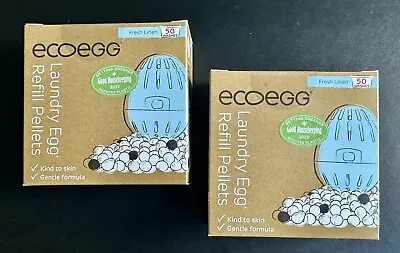 2 X Ecoegg Laundry Egg Refill Pellets 50 Wash Fresh Linen • £9.50