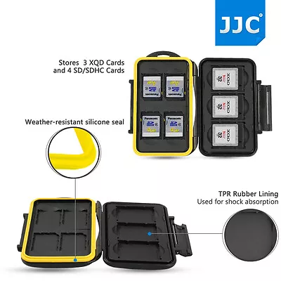 JJC Water-resistant Memory Card Case Holder Storage For 3 XQD + 4 SD SDHC Cards • £10.74