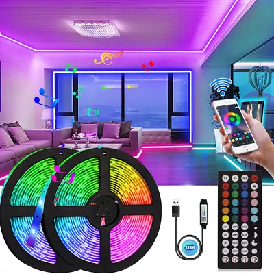 LED Strip Light 50ft Music Sync Bluetooth Remote RGB Room Lights 1m-15m USB Kits • $6.99