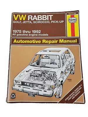 Haynes VW Repair Manual Rabbit Golf Jetta Scirocco Pick-Up 1975 Thru 1992 #884 • $9.99