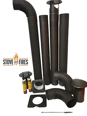 £18.49 • Buy 6   6 Inch  150mm Matt Black Stove Steel  Pipe & Bends Flue Pipe Chimney Flue 