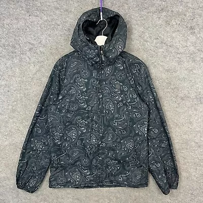 Pretty Green Jacket Mens Small Grey Paisley Coat Hooded Mod Liam Gallagher Oasis • £39.99