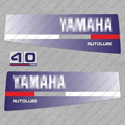 Yamaha 40 HP Autolube Two Stroke Outboard Engine Decals Sticker Set Reproduction • $68.12