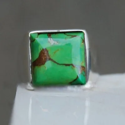 Solid 925 Sterling Silver Natural Green Copper Turquoise Gemstone Huge Mens Ring • $40.61